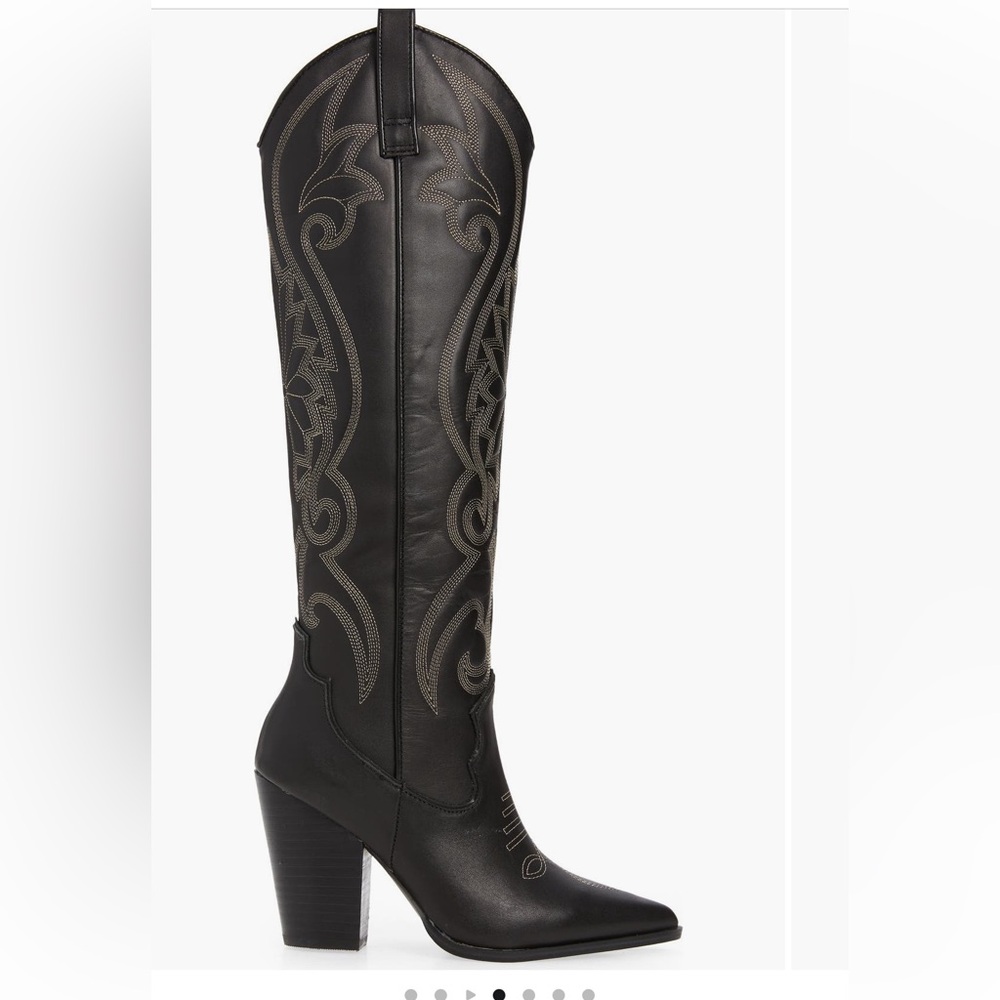 Steve Madden Black Embroidered Ankle Boots